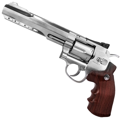 Revolver 38 De Pressão Gas Co2 6 Tiros 4 Oxidado Rossi Full Metal M701  4,5mm 