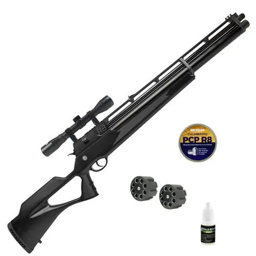 Carabina de Pressão PCP R8 Black Standard Rossi 5.5 + Luneta Rossi 4X32