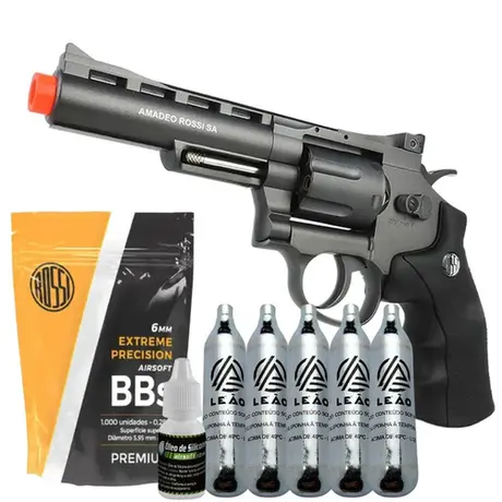 Revólver Airsoft CO2 Rossi 701 Full Metal 6mm + 4000bbs e 05 CO2