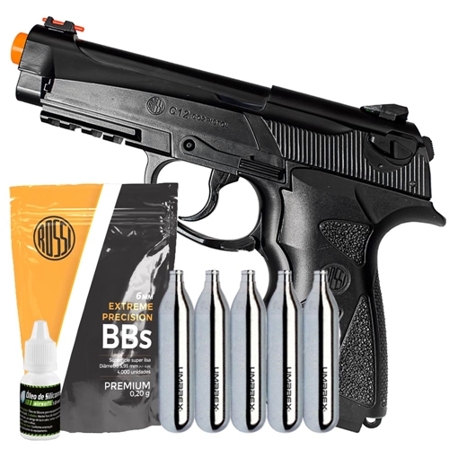 Pistola Airsoft CO2 Rossi C12 6mm + 4000BBS e 05 CO2