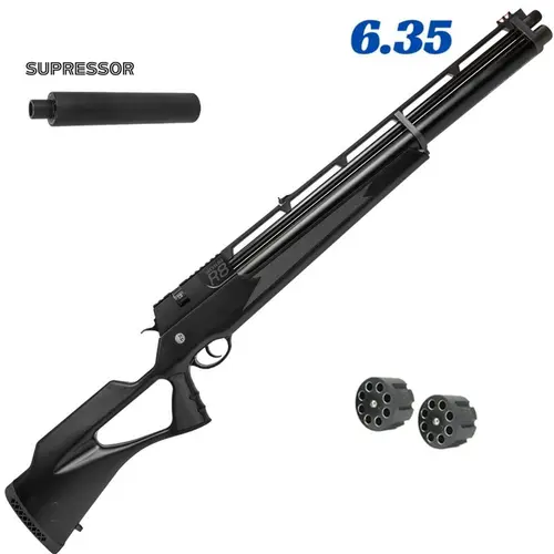 Carabina de Pressão PCP Rossi R8 BLACK Standard 6.35mm Alto Fluxo