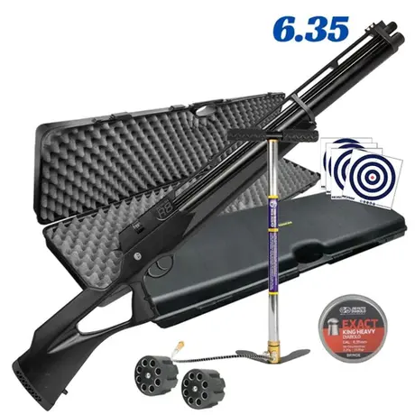 Carabina PCP Rossi R8 BLACK Standard 6.35 + Maleta Rossi + Alvos e Bomba PCP