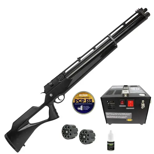 Carabina de Pressão PCP R8 Black STD 5.5 + Compressor