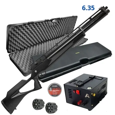 Carabina de Pressão PCP Rossi R8 BLACK Standard 6.35mm + Compressor 300 bar e Maleta