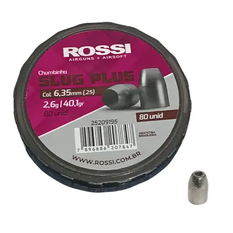Chumbinho Rossi SLUG Plus 6.35mm 80 Unidades