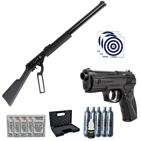 Carabina de Pressao Rossi Cowboy Lever Action 4.5mm + C11 + Maleta + 1500 esfers + 5 co2