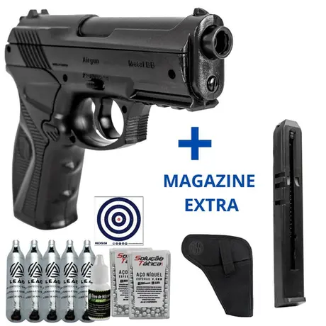 Pistola CO2 Rossi C11 4.5 + Magazine extra, 600 Esferas,5 Co2,Óleo e Coldre
