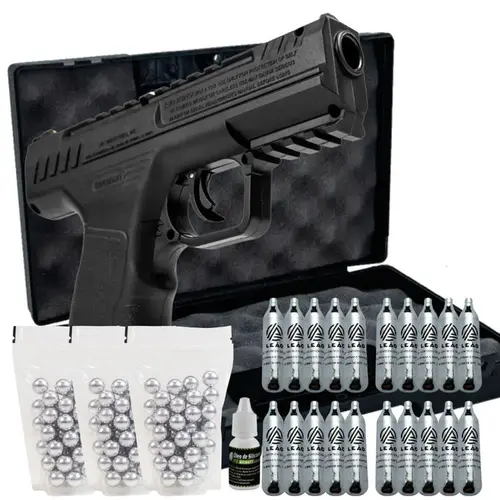Pistola Beeman C02 .50 Rossi+ 20 Co2, 150 Esferas e Óleo silicone e Maleta