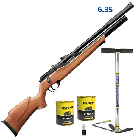 Carabina de Pressão PCP Rossi T-Rex Madeira 6,35 + Bomba e Chumbinhos