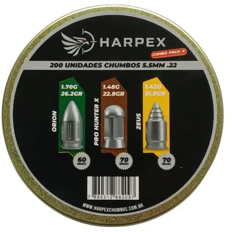 Chumbinho Harpex Pack 3 -Cal 5.5mm 200UN