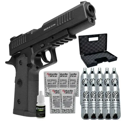 Nova Pistola CO2 1911 Tatical 4.5 Combo