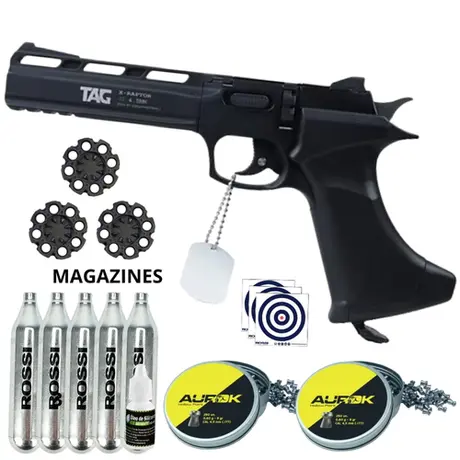 Pistola Raptor TAG 4.5mm CO2 + 500 Chumbinhos
