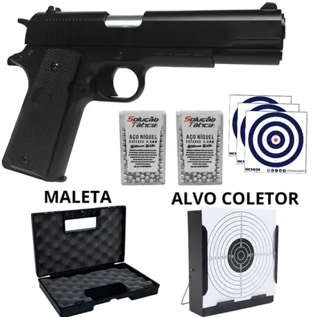 Kit KWC 1911 4,5mm com Alvos, Esferas e Maleta